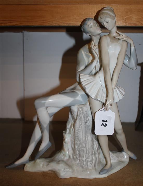 Lladro male & female ballet dancer group